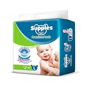 Supples Baby Pants Diapers, Large (9-14 kg), 62 Count