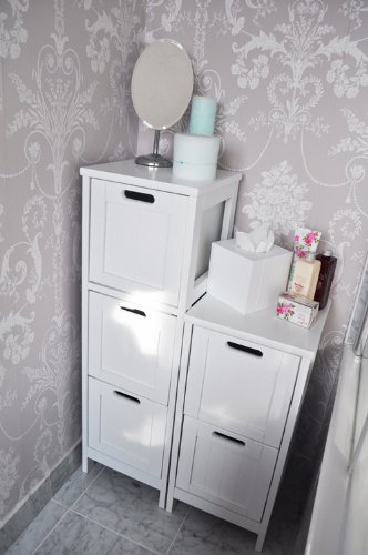 White Shaker 3 Drawer Storage Unit / Slimline Chest of Drawers
