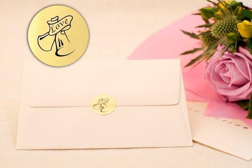 Festive Labels 210x “Wedding Bells”, METALLIC GOLD Wedding Invitation Envelope Seals, Round Sticky Self-Adhesive Permanent Stickers for Invites/Letters, 25MM Circular Pre-Printed Stationary