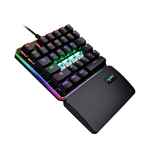 Preisvergleich Produktbild 12shage 35 Tasten einhändig mechanische Gaming-Tastatur RGB / Regenbogen-LED Hintergrundbeleuchtung Tragbare Mini Gaming Tastatur LOL / PUBG Mehrfarbig Regenbogenfarben