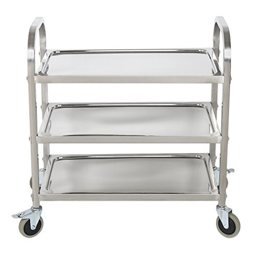 HLC 75*40*83.5 CM Edelstahl Küchenwagen Rollwagen Badwagen Haushaltswagen mit 3 Ebene - 3