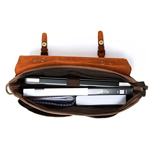 ECOSUSI Aktentasche Messenger Bag Damen Umhängetasche Herren Schultertasche Leder Tasche - 4