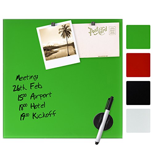 Artina® Memoboard aus Glas Magnet- und Schreib-Tafel - 70x100 cm - inklusive Stift, Magneten und Schwamm - Grün