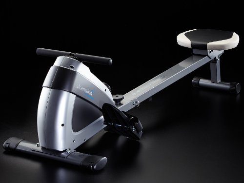 skandika Rudergerät Oxford Pro Sf-1170 mit geräuscharmen Zugsystem, Transportrollen, platzsparend durch zusammenklappbare Trainingschiene und Multifunktionscomputer, silber - 6