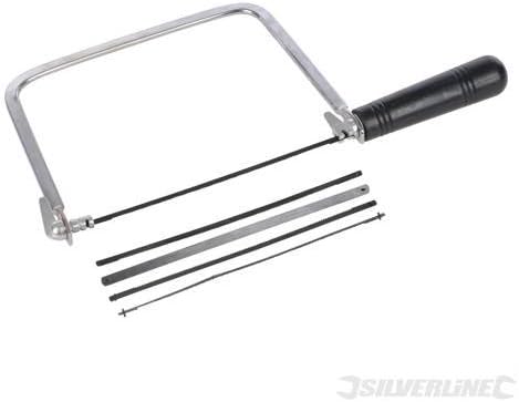 Woodwork Hand Saws Coping Saw + 5 Blades 170mm Heavy gauge frame, for use on wood, plywood, hardboard, fibreboard, plastics, laminates and fibreglass. Blade adjusts to 90°, 180° and 270°. Includes 5 x 170mm blades.