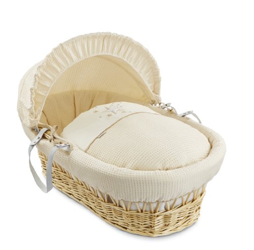 Clair de Lune Stardust Natural Wicker Moses Basket (Cream)