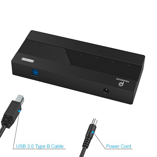 USB 3.0 Hub 7 Datenports SuperSpeed 5Gbps mit 30W Netzadapter und USB 3.0 Kabel 3.3ft USB Hub für Windows XP / Vista / 7 / 8 / 10, Mac OS, Linux und Windows Surface Pro,IdeaPad, MacBook Air, MacBook pro, MacMini, iMac, MacPro, Yoga 910, LG Gram 15 Notebooks und Mehr by POWERILLEX - 5