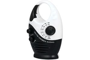SouiWuzi Shower Radio Dab Waterproof, Mini FM AM Waterproof Shower Music Hanging Radio Suit Bathroom Bath Cabin Black Powerful Hi-Fi Speakers Portable Radio Operated Bathroom Radio
