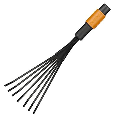 Fiskars Petit balai à feuilles, Tête d'outil QuikFit, 7 dents, Largeur: 12 cm, Dents en acier, Noir/Orange, QuikFit, 1001412