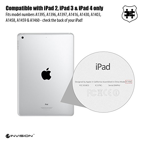 Invision® iPad 2 iPad 3 und iPad 4 Intelligente Hülle – Tolles Design – Magnetische Aufweck/Schlaf-Funktion – Hochwertiges PU-Leder (iPad 2 3 4 / Schwarz) - 6