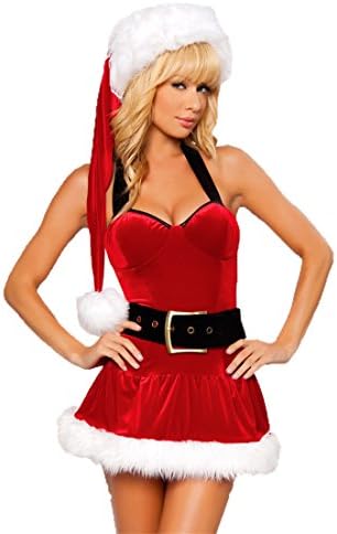 Underwear For Women,Moonuy Ladies Girl Fashion Sexy muslin Spice Temptation Mini Skirt Lingerie Sleepwear Babydoll Nightwear Sleepwear Set Christmas Party Dress With Belt Hat (Red, Free Size)
