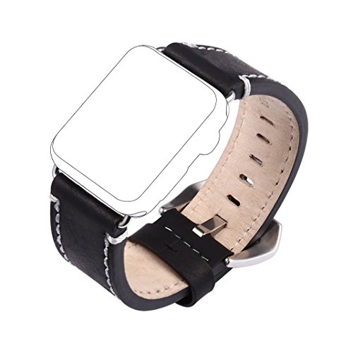 Für Apple Watch Armband 38mm Rosa Schleife® Schwarz Crazy Horse Lederarmband Uhr Band Apple iWatch Uhrenarmband Strap Series 1 Series 2 Replacement Wrist Band iWatch Armband Armbänder für Apple Watch Sport & Edition Alle Versionen (nur für alle 38mm Versions