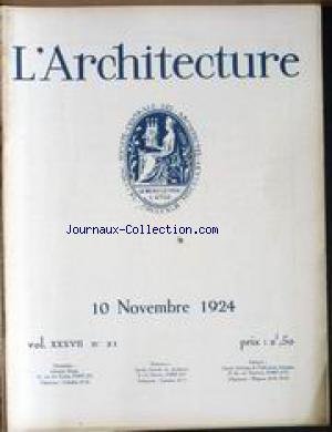 ARCHITECTURE (L') [No 21] du 10/11/1924 - VILLE DE PARIS, ETABLISSEMENT BALNEAIRE DE LA BUTTE AUX CAILLES
