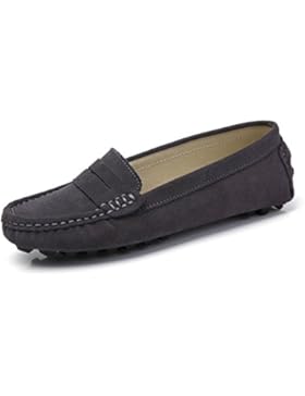 YY-Rui Damen Mokassins Slipper Slip-On Wildleder Bequem Schuhe Halbschuhe Freizeit