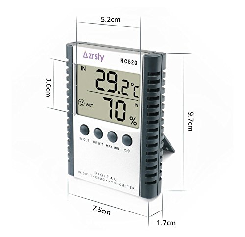 Hygrometer Thermometer Azrsty Innen / Außen Temperatur Messgerät Feuchtigkeitsmesser Thermo-Hygrometer ( Sonde, Batterie inklusive) - 4