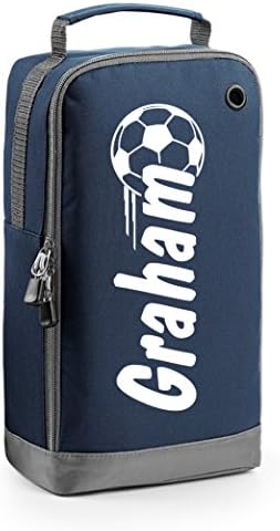Personalised Football Boot Bag - Soccer Gift - Name in Ball Motif (Navy)
