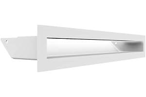 Rejilla de ventilación KRATKI Air | Rejilla de Aire Caliente 6 x 40 cm | Blanco | Rejilla de Escape para ventilación de chimeneas | Entrada de Aire en un ángulo de 45 Grados