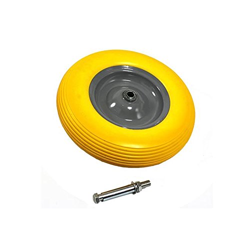 Grafner® Schubkarrenrad Vollgummi FlatFree 4.00-8PU Stahlfelge mit ACHSE Reifen Ersatzrad