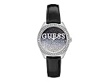 Guess Unisex Erwachsene Datum klassisch Quarz Uhr mit Leder Armband W0823L2