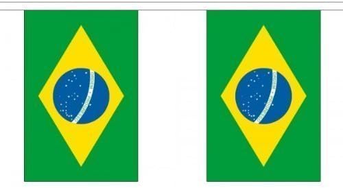3 Metres 10 (9" x 6") Flag Brazil Brazilian World Cup 2014 100% Polyester Material Bunting Ideal Party Decoration For Street House Pubs Clubs Schools