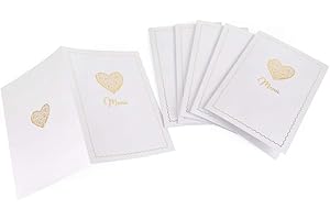 EWTSHOP Lot de 20 cartes de menus en blanc avec impression dorée, dépliées au format A4, pliées au format A5, pour mariage, fête d'anniversaire, communion et autres fêtes
