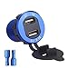 Produktbild Xurgm Metall 2 USB Auto Steckdose KFZ Ladegerät Buchse 12V/24V Einbausteckdose Adapter mit LED Voltmeter Spannungsanzeige für Motorrad Boot LKW ATV (BL)