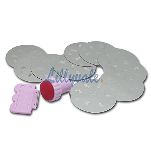 10X Nail Art Stamp Stencil Stamping Template Plate Set Tool Stamper Design Kit