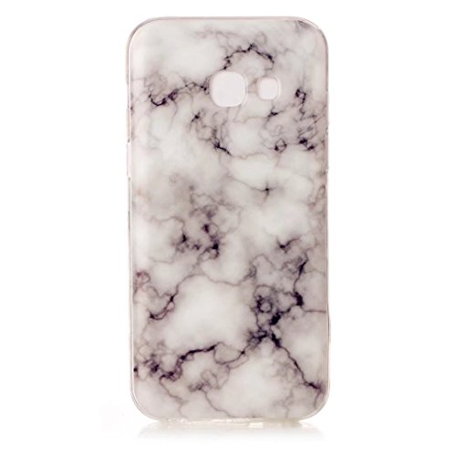 Samsung Galaxy A5 2017 Hülle,JIEJIEWYD Protektiv case Cover TPU Silikon Gel Transparent Weichem Ultraleicht Marmor Serie Handytasche Etui Cover für Samsung Galaxy A5 2017 – Weiß Grau - 2