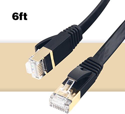 MKDGO Flat Cat7 Ethernet Cable 6ft Shielded (STP) Slim Rj45 LAN Network Cable 10GB 600MHz Internet Computer Patch Cable for Switch/Hubs/Router/Modem/Patch Panel/PS3/PS4/X-box (1.8M/6FT)