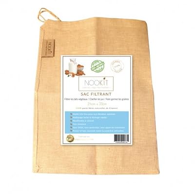NOOKIT Sac à lait végétal en fibres naturelles de CHANVRE - Très résistant & réutilisable