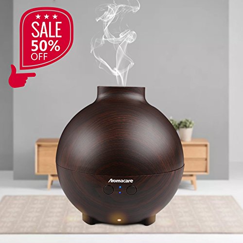 Aroma Diffuser 600ml YFeel Diffusor Luftbefeuchter Oil Düfte Humidifier Holzmaserung für Wohnzimmer, Kinderzimmer, Schlafzimmer, Baby- und Yogazimmer, SPA, Büro usw. (Dunkle Holzmaserung)