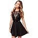 Produktbild Spitzenkleider Damen, Frauen Spitzen Stitching Rückenfrei Kurze Abschlussball Cocktail Kleid Lässig Mini-Kleid Sunday (Schwarz, XL)