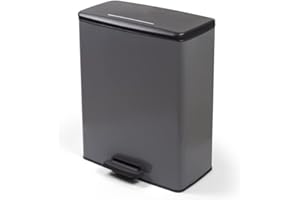 Curver POUBELLE DECO RECTANGULAR DUO 26+26L, Gris Anthracite, 48,6x28,4x61,5 cm, 100% matière recyclée(version précedente)