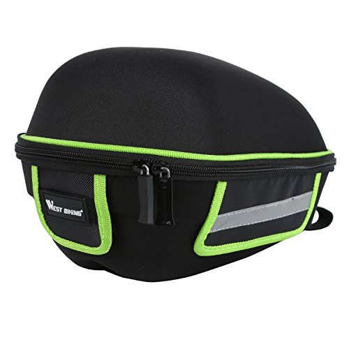 West Biking Outdoor Fahrrad & MTB Satteltasche Back Seat Schwanz Tasche + Reflektierende Streifen Paket + Regen Cover Schwarz mit Grün - 5