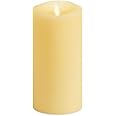 Luminara Realistic Artificial Moving Flame Pillar Candle - LED Operated Lights - Unscented - Remote Ready - Ivory (7.6 Wide x 15.6 Tall Centimetre)