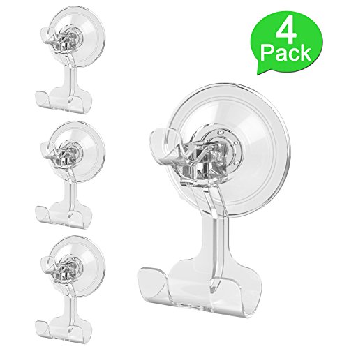 GlobaLink® durchsichtige stark sorgkräfte saugnapf dopplten Haken[Aufhänger mit starker Saugkraft, hohe Tragfähigkeit] leichter, großer Wandhaken für Ihr Badzimmer,Küche usw. [ 4 Stücke ]
