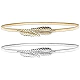 Diseño elegante: ambos extremos de la cadena de resorte de metal son dos hebillas de metal con forma de hoja, y el elegante y elegante exterior combina con la estética de la joven. Dos colores, oro y plata, combinados con una variedad de vestidos