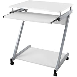 VASAGLE Bureau Informatique Roulant, Bureau d'ordinateur, Table Informatique, Support Clavier Coulissant, Montage Simple pour la Maison et Le Bureau, 48 x 60 x 73cm Blanc LCD811W