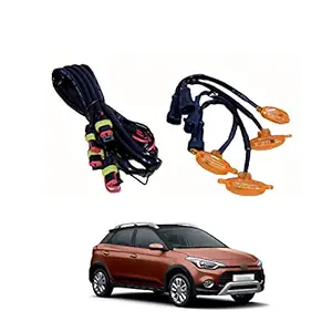 PRIKNIK LED Grille Lights Amber Yellow Grill Led with Fuse Adapter Wiring Harness Kit (4PCS, Amber Shell with Amber Light) Compatible with i20 Active