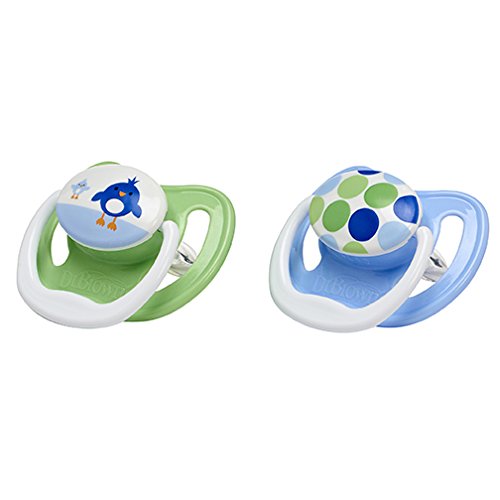 Dr Brown's Twin Pack Soothers 0-6m (Blue Bird/Dots)