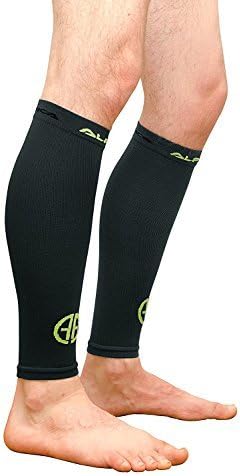 Calf Sleeves by Alpha Athletica; Reduces Shin Splints, Leg Cramps, and Varicose Veins; Perfect Compression Socks, Support Guards for Running, Walking, Hiking, Fitness, Exercise;Works for Men and Women