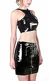 Awake Frauen-PVC ärmel Rave Crop Tank Top Faltenröcke Sets - 