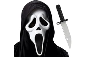ZeiLaBang Kakadi Halloween Ghostface Maske,Scream Maske für Kinder Erwachsene,Karnevals-Vollkopfmaske mit Dolch,Geist ScreamMaske,Ghostface Horror Verkleidung für Halloween Karneval Kostüm Partys