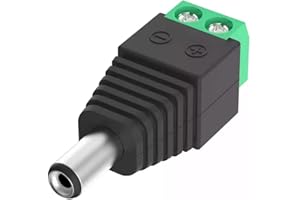 TECHZOCO Conector de alimentación DC, Conector Jack Macho Alimentación CCTV, Apto para Tira LED, Altavoces Bluetooth, Monitor de cámara CCTV, Admite 32 V CC 5 A, DC 5.5 x 2.1 mm, Macho, 1 ud