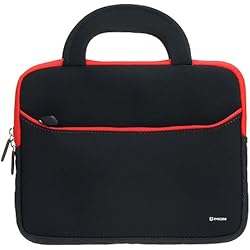 Evecase Maletín para Tablet 9-10 pulgadas Estuche Universal de neopreno con manija para tablet de 9" a 10.1" pulgadas, color negro con borde rojo