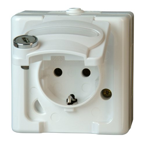 Preisvergleich Produktbild Kopp 103902005 Blue Electric Schutzkontakt-Steckdose mit Sicherheitsschloss-Klappdeckel