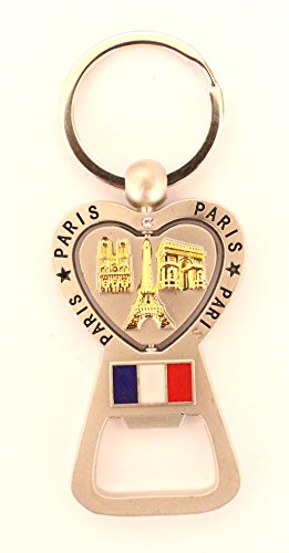 Aker Llavero Recuerdo de Francia Paris abrebotellas Metal Regalo corazón Giratorio
