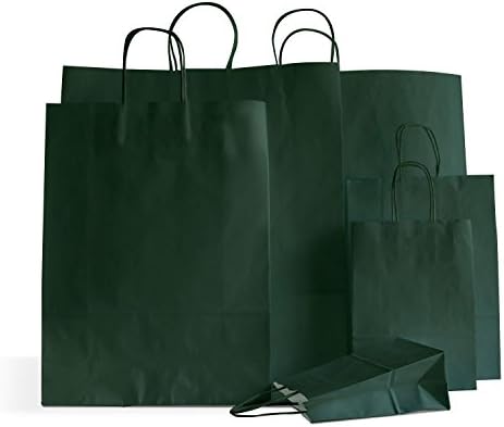 10 x Dark Green Paper Party Bags Twisted Handles 32x28+13cm Birthday Gift Bags Wedding Favours