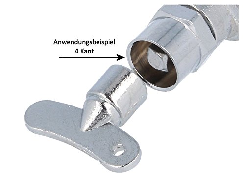tecuro Steckschlüssel (einzeln) für Auslaufventile und Zapfhähne mit Steckschlüsseloberteil – chrom - 2