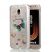 Produktbild Coollee Hülle für Samsung Galaxy J5 2017 (EU-Modell) J530 Durchsichtig Motiv Schmetterling Blau Glitzer Silikon TPU Gel Weich Handytasche Ultra Dünne Slim Etui Glitter Sparkle Case Cover Stoßfest Kratzfest Bumper Tasche Schutz Schale, Butterfly